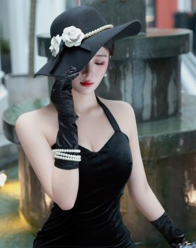 秀人网 No.10509 南乔 黑色连衣裙